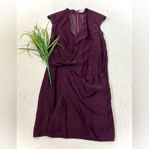 Helmut Lang Draped Faux Wrap Silk Blend Cocktail Dress - Size 4